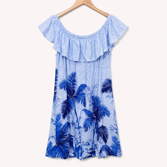 Tommy Bahama Dresses & Skirts - Tommy Bahama St.Lucia Linen Blend Swim Cover Mini Dress Size L Tropical Resort